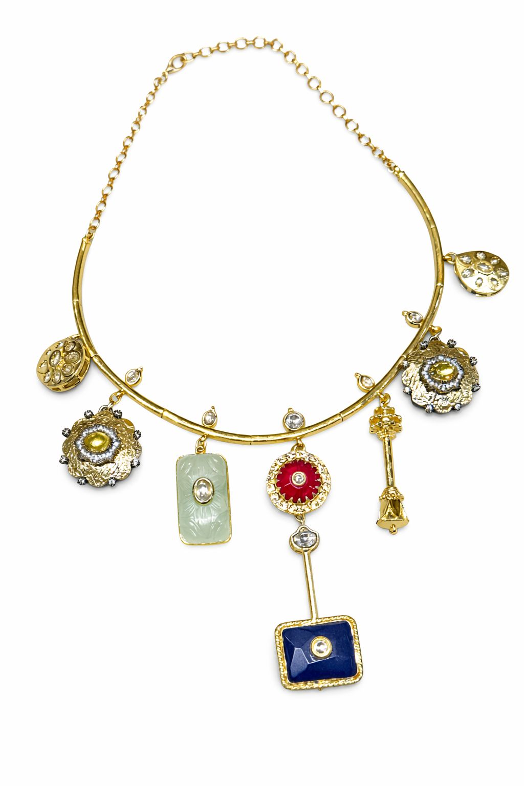 Gold Charm Drop Necklace