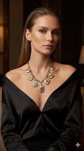 Floral Charm Statement Necklace