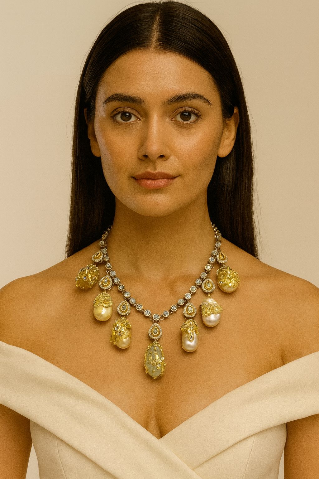 Pearl & Gold Majestic Bridal Necklace