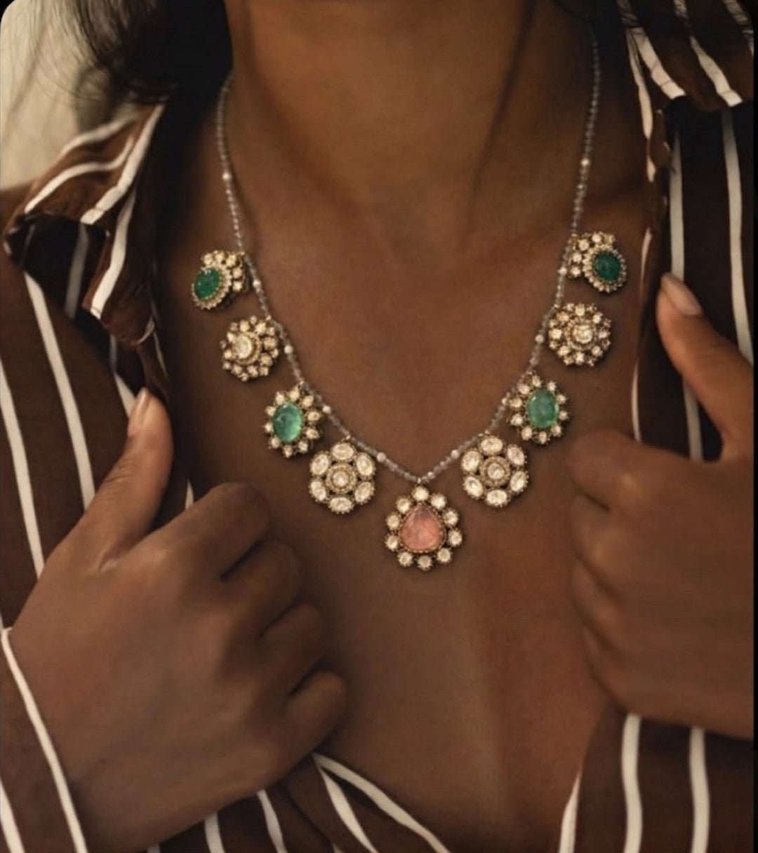 Bridalaya Multicolor Crystal Charm Necklace