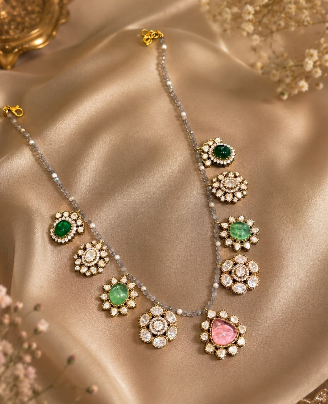Bridalaya Multicolor Crystal Charm Necklace