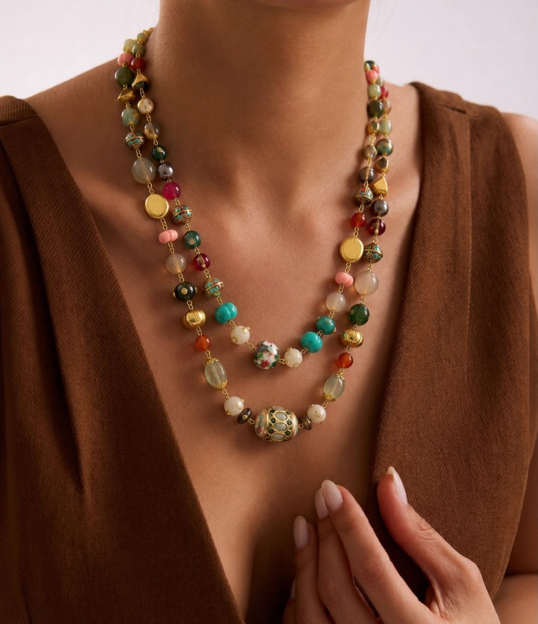 Bridalaya Layered Multicolor Beaded Necklace