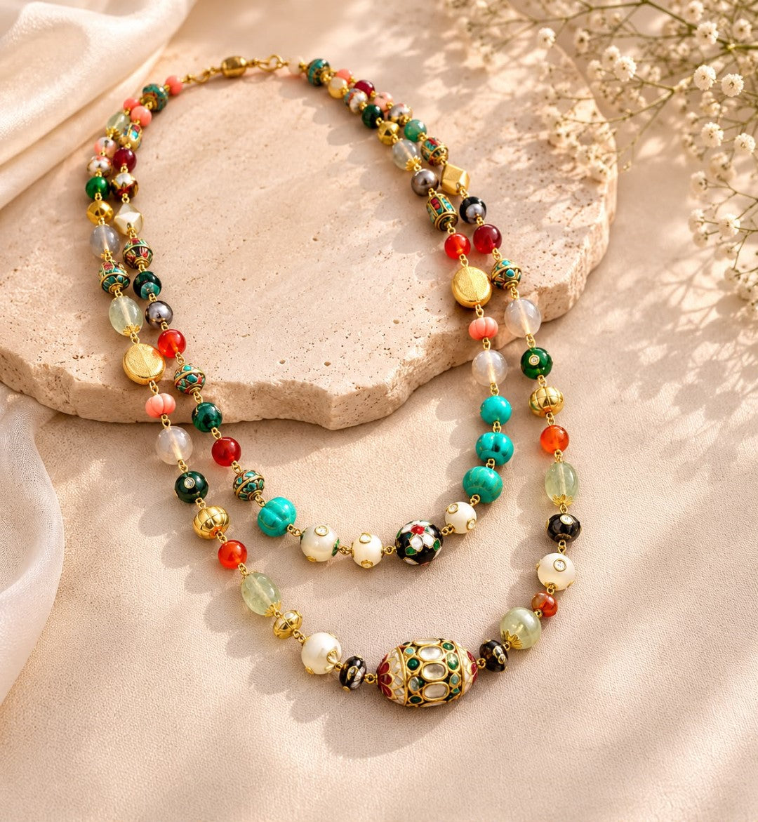 Bridalaya Layered Multicolor Beaded Necklace