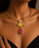 Bridalaya Coin Pink Stone Collar Necklace