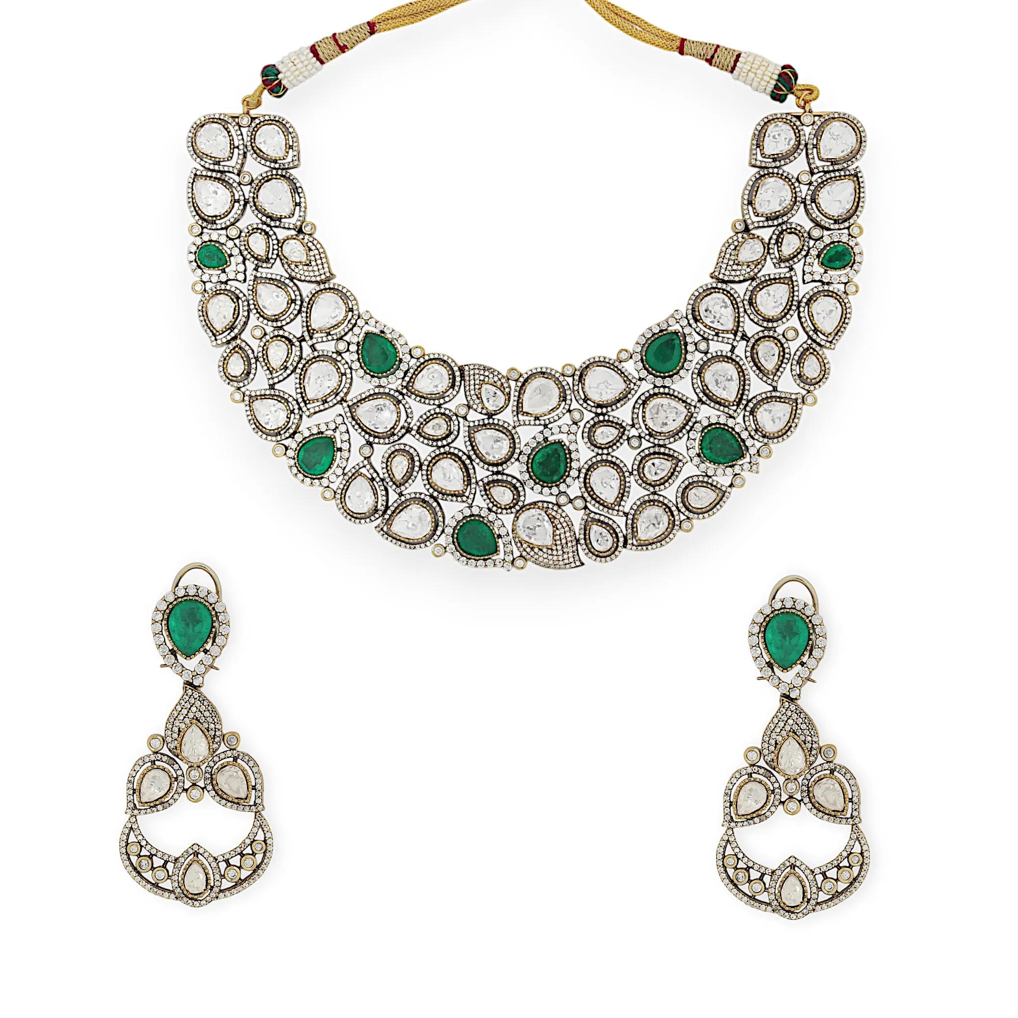 Uncut Quartz Kundan Necklace Set