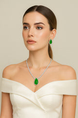 Teardrop Emerald Pendant Set