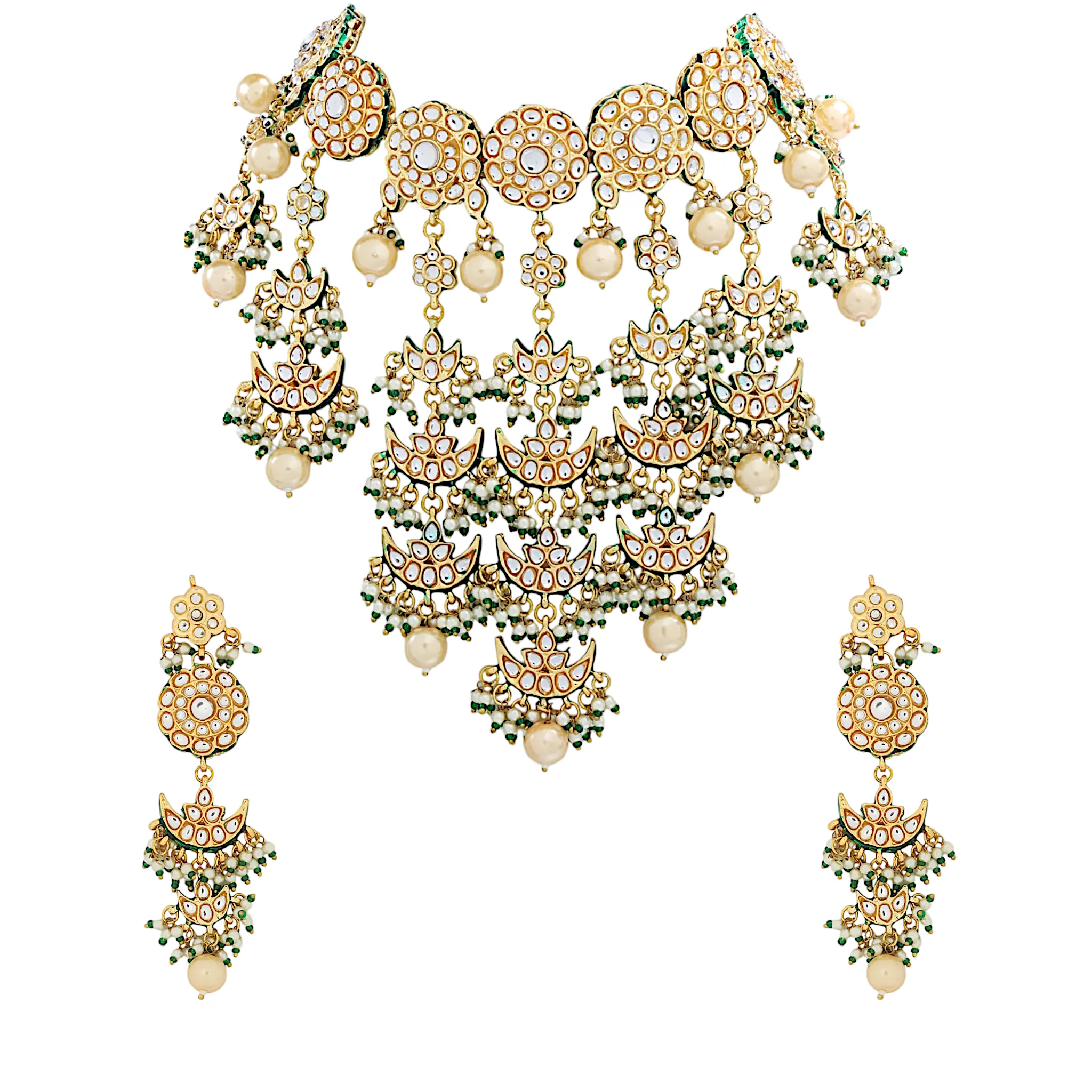 Chandra Haar Moon Necklace Or Emerald Chandra