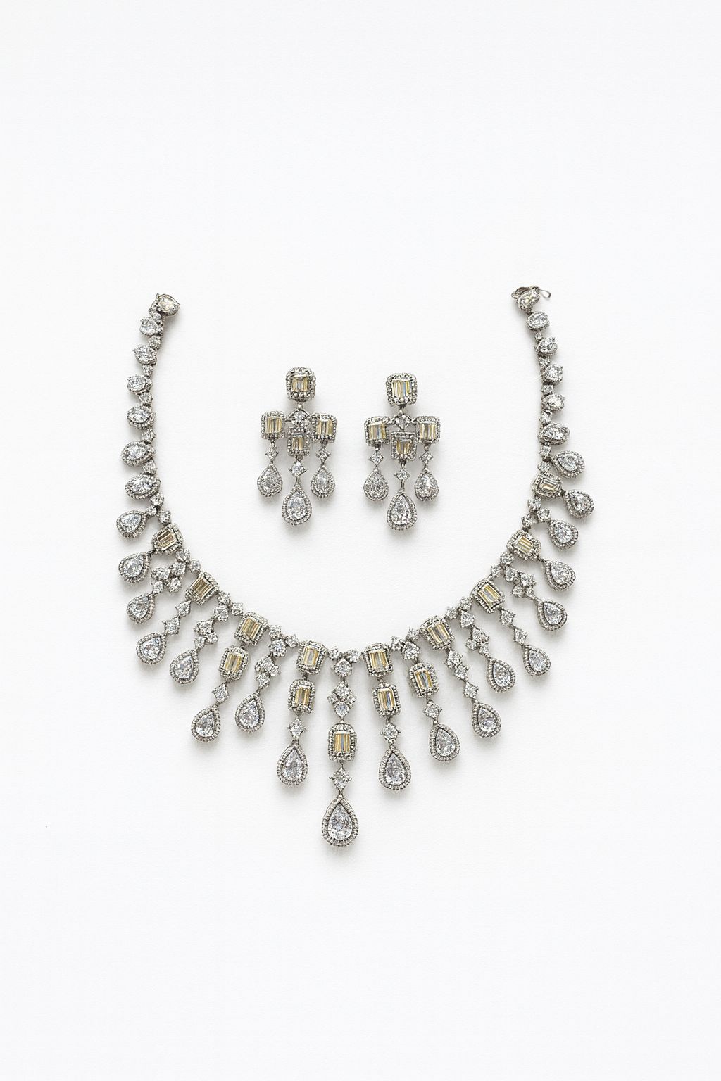 Champagne Gold & Silver Drop Necklace Set
