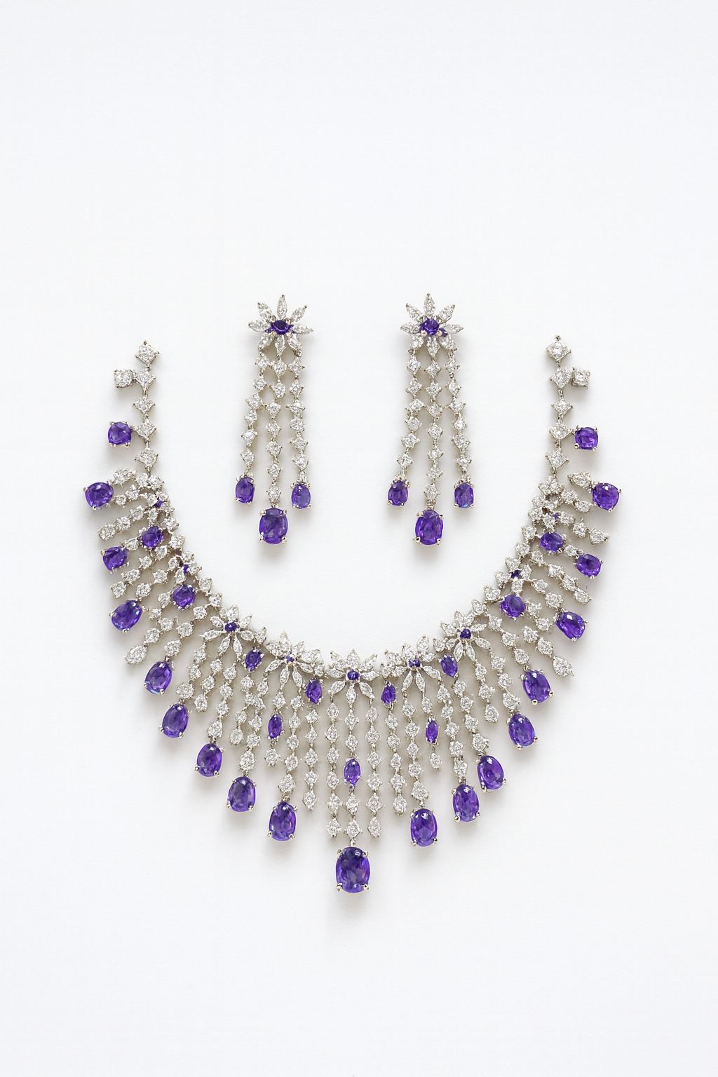Royal Purple Waterfall Necklace Set