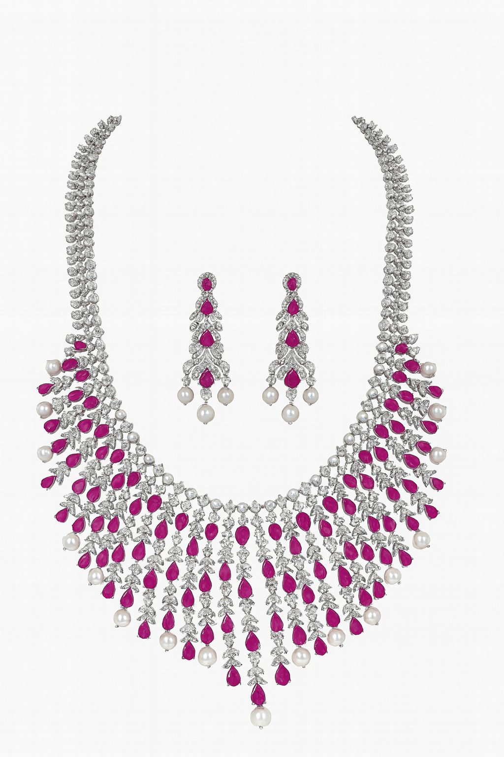 Fuchsia Radiance Bridal Necklace Set
