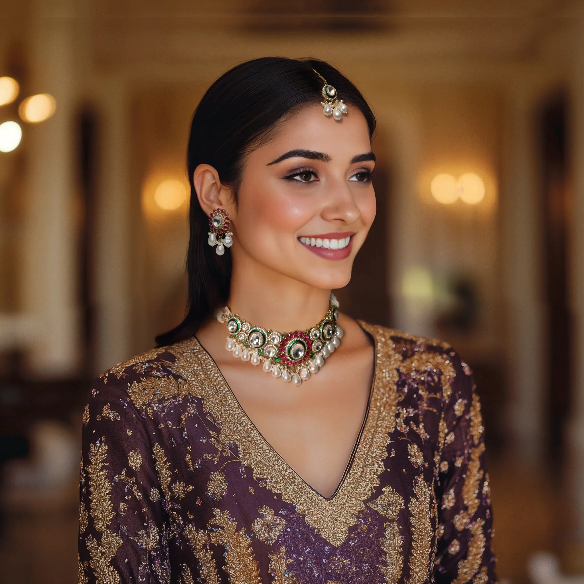 Emerald Isle Kundan Choker Set