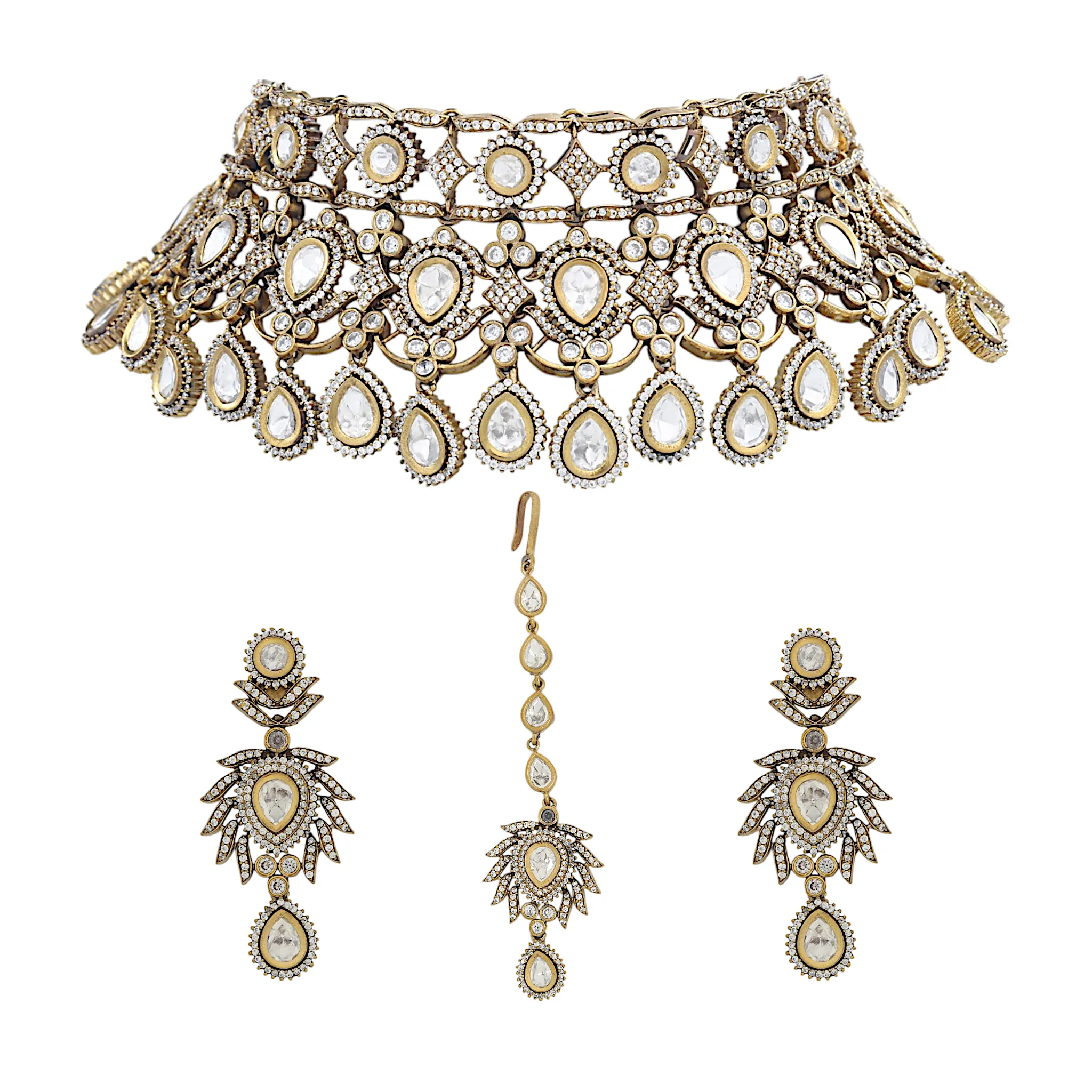 Uncut Quartz Stone Choker Necklace Set