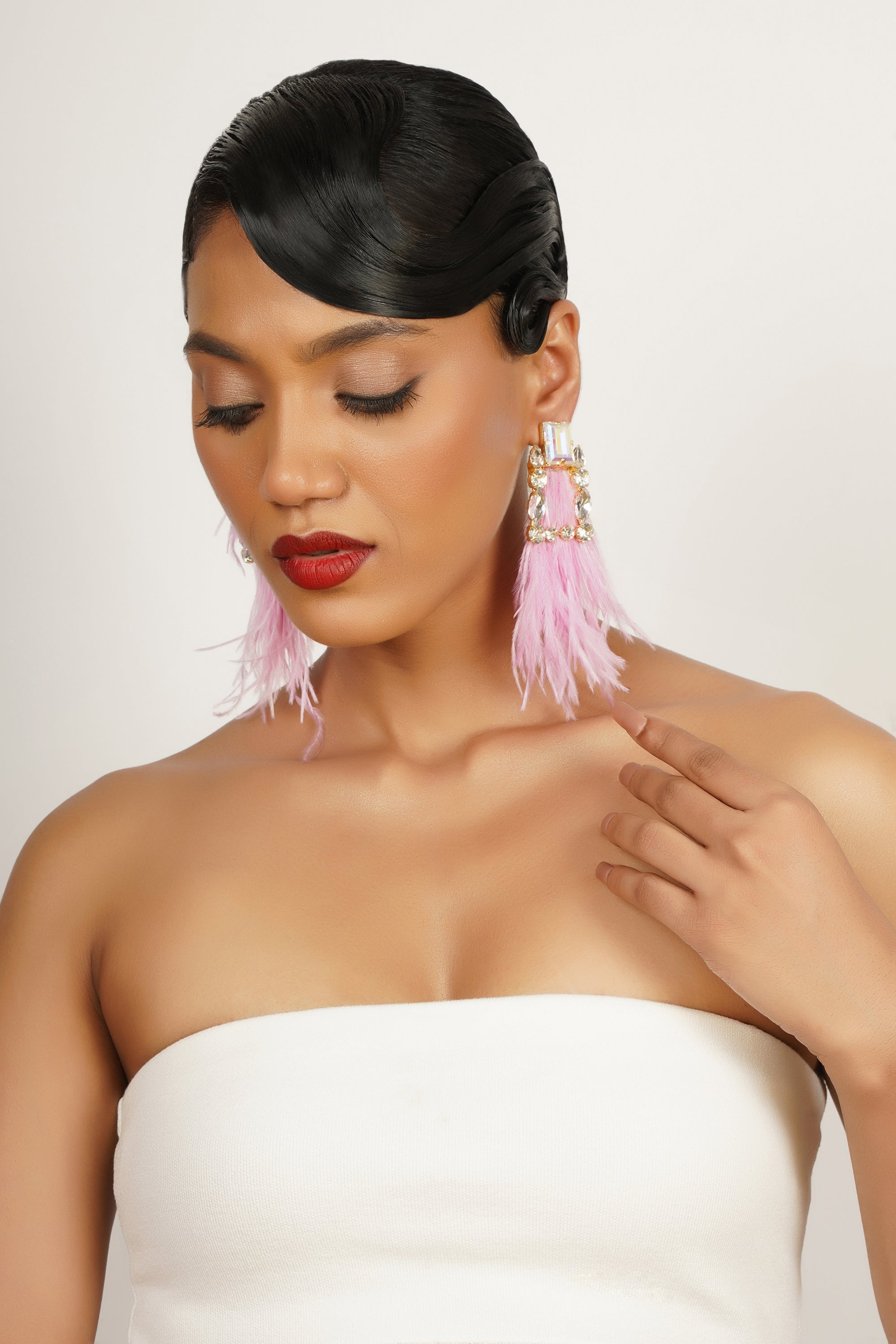 Pink Feather Earrings