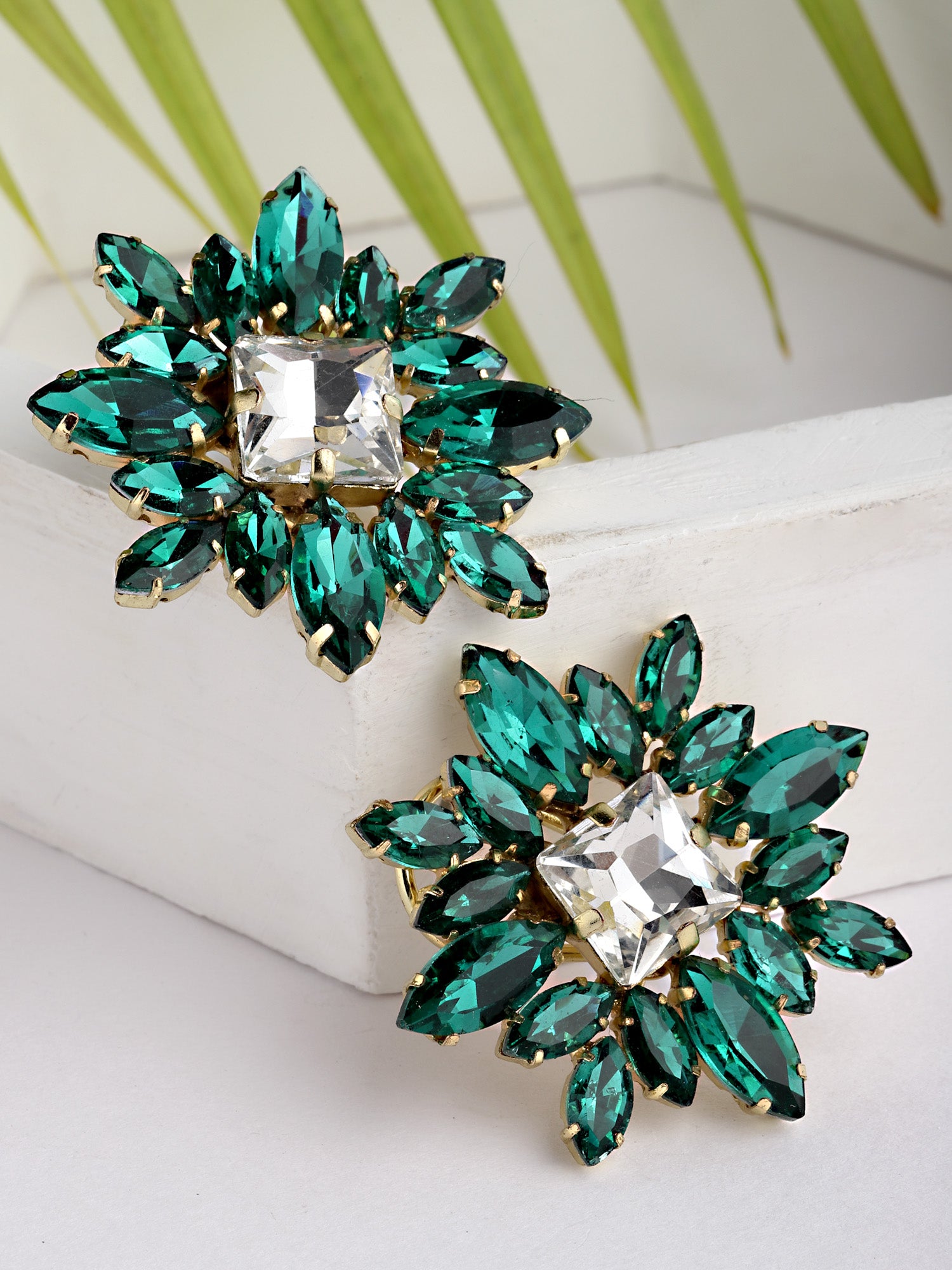 Emerald Green Crystal Stud Earrings