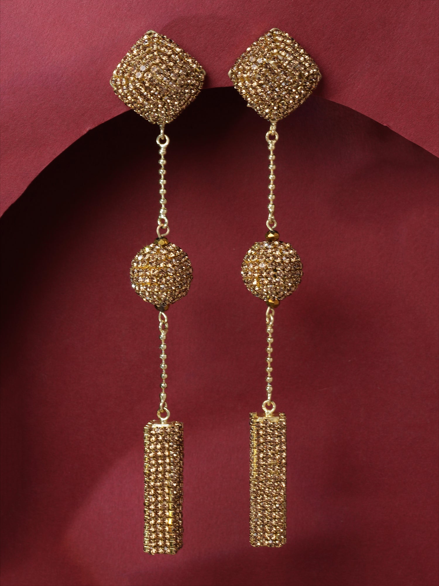 Gold Ball Dangler Earrings 1