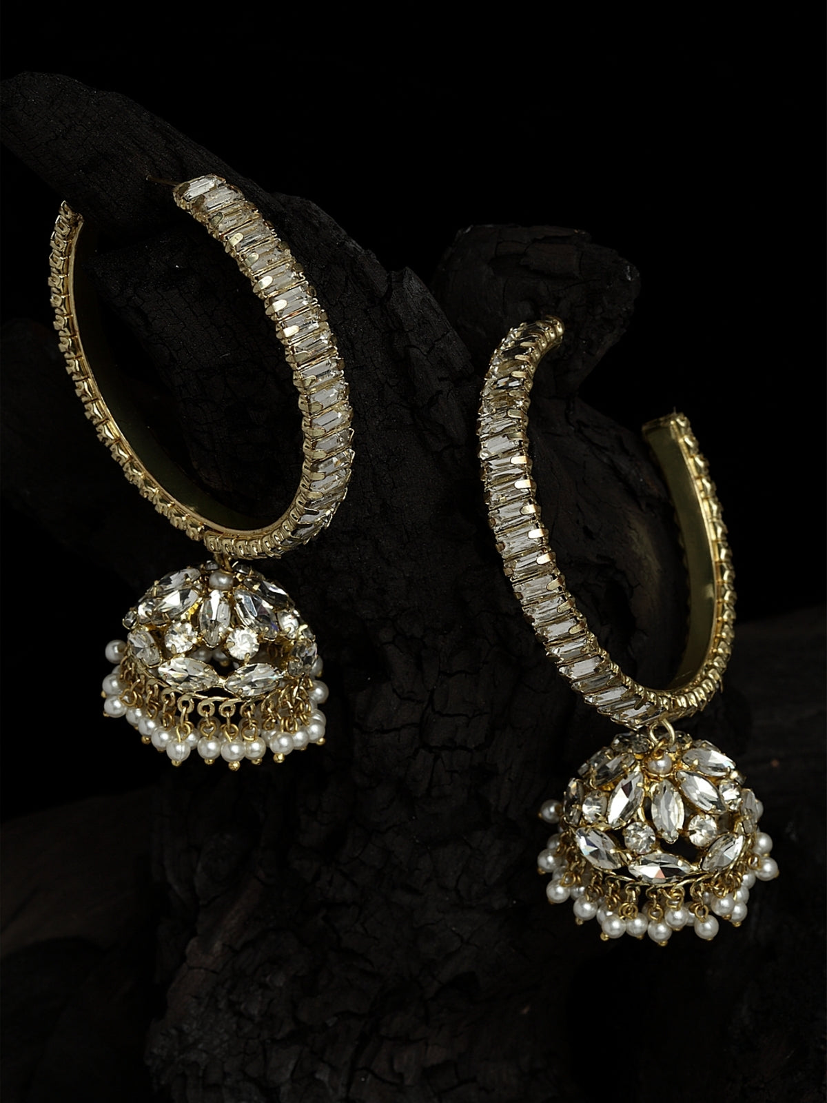 Gold Jhumka Hoop Earrings