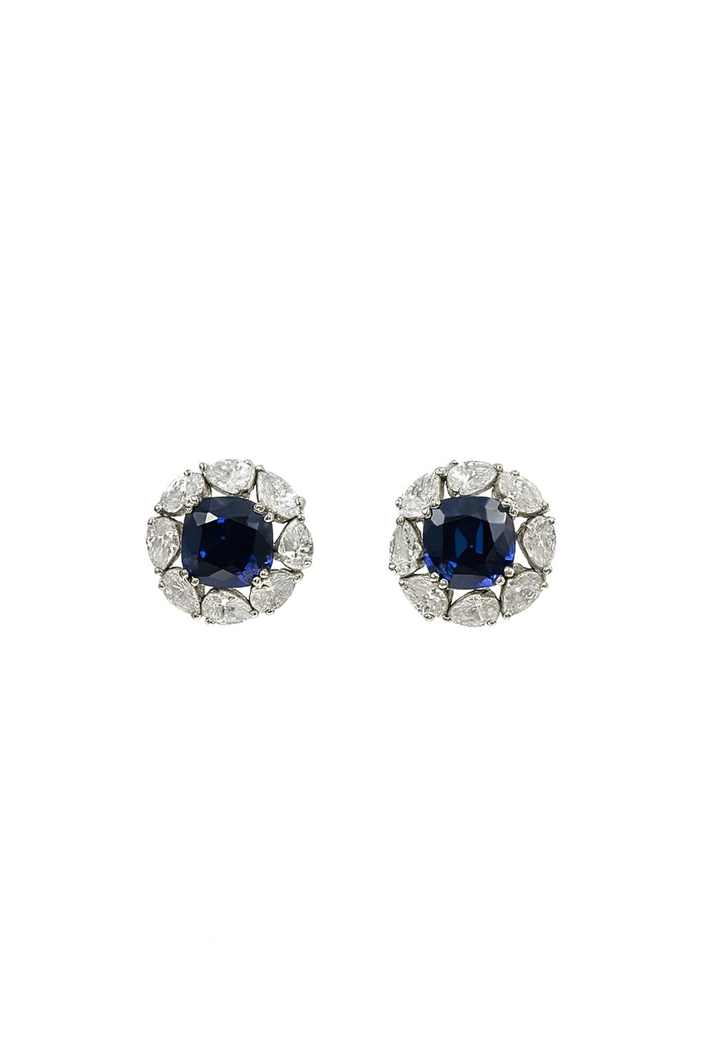 Royal Blue Oval Stud Earrings In 925 Silver