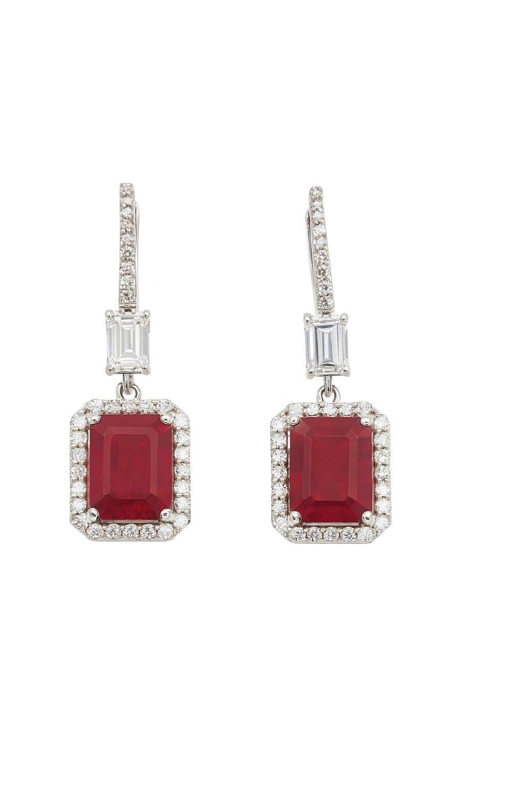 Ruby Red Drop Earrings In 925 Silver