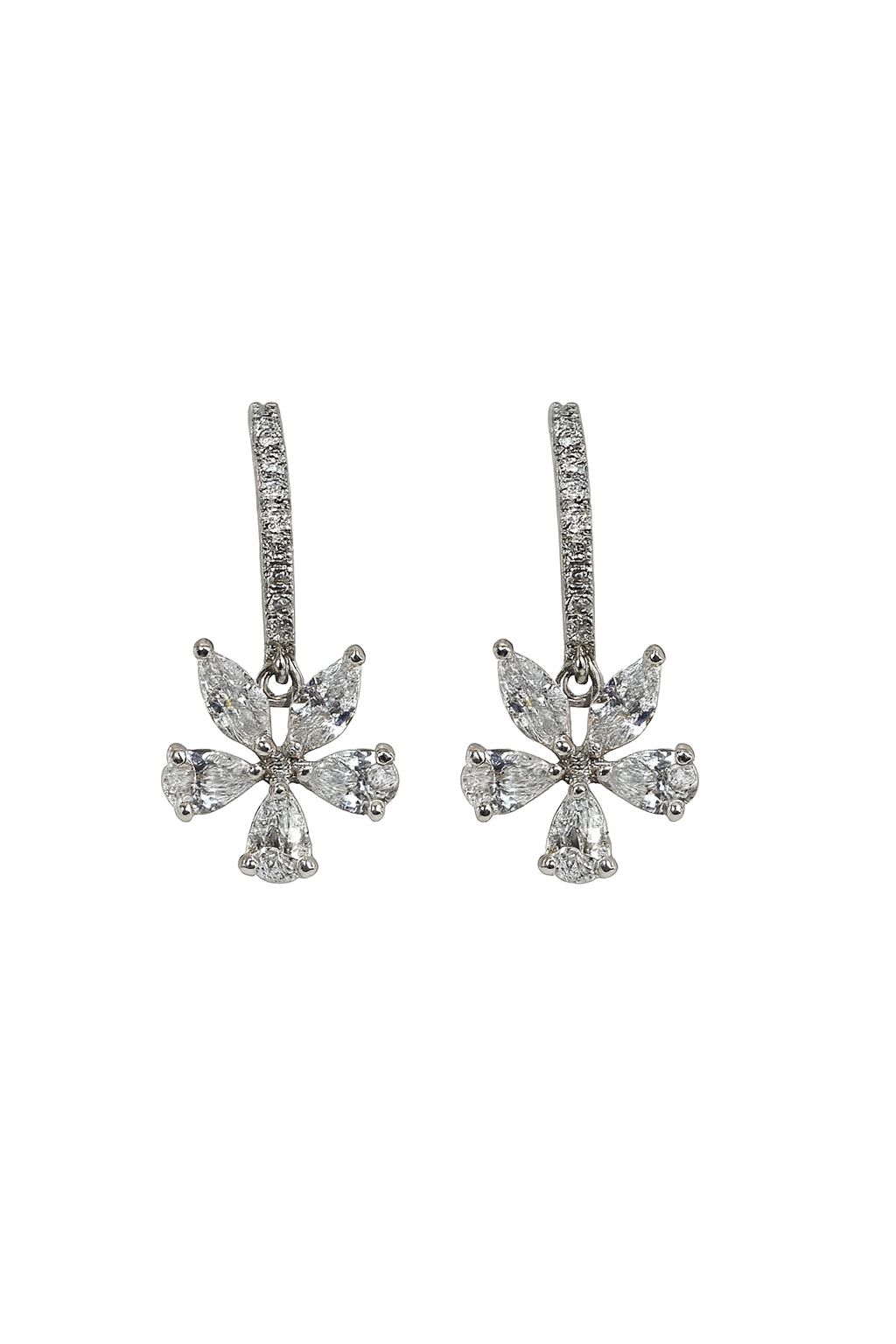 Classic Flower Dangler Earring In 925 Silver