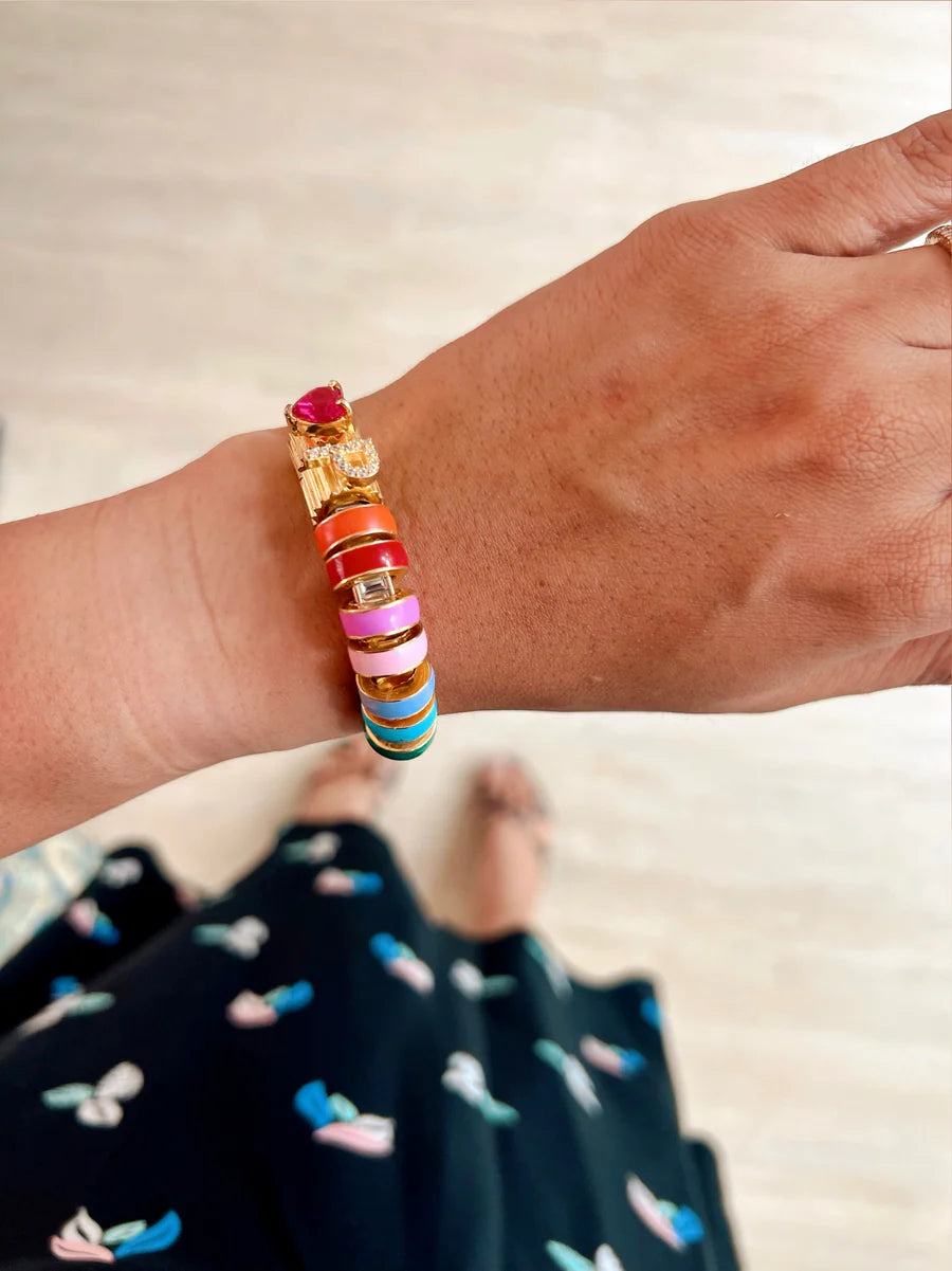Memories Iniziale Heart Multicolour Bracelet (Eight Charms)