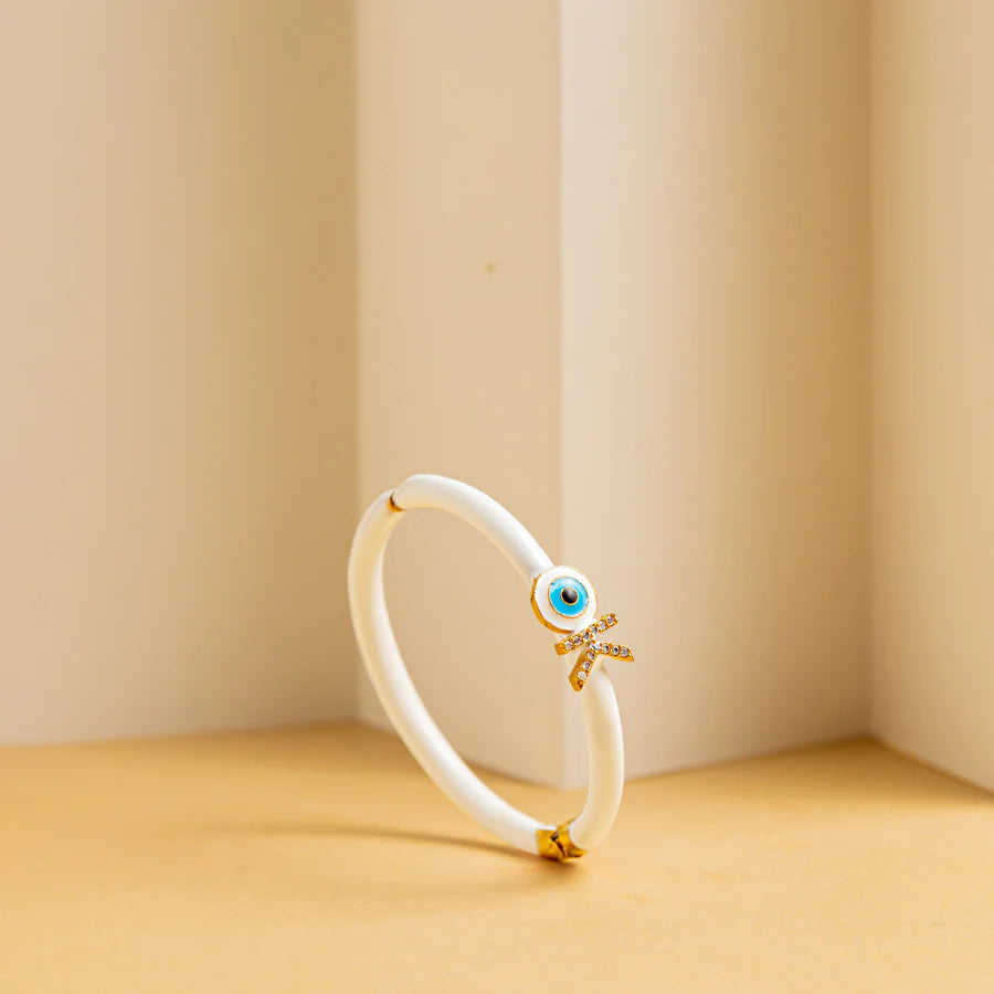 Personalized Evil Eye White Candy Bracelet