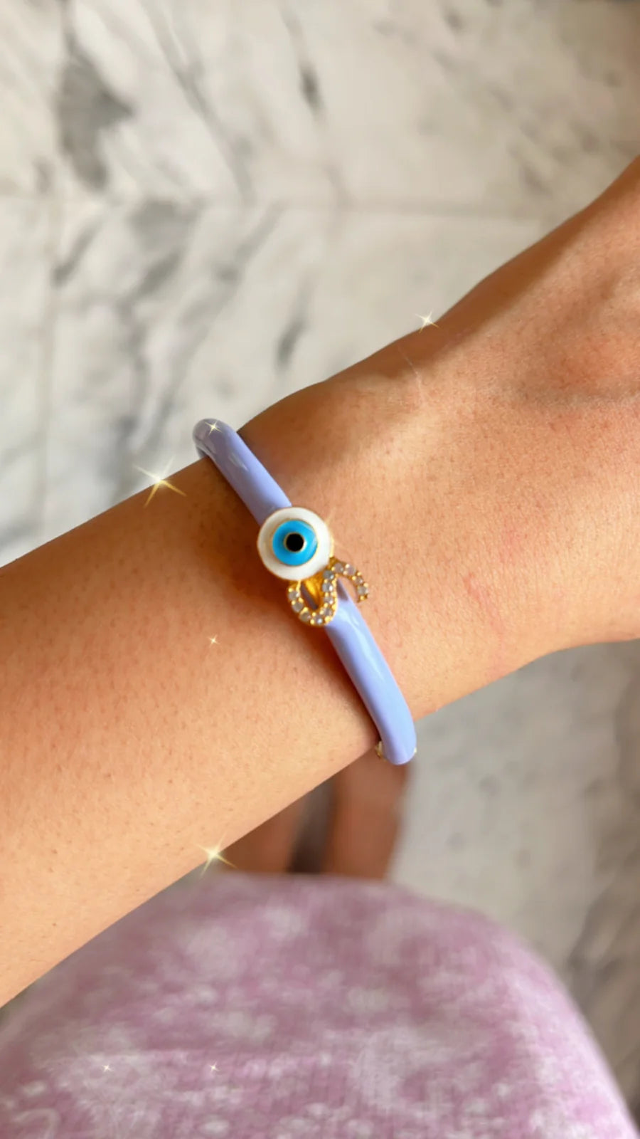 Personalized Evil Eye Lavender Candy Bracelet