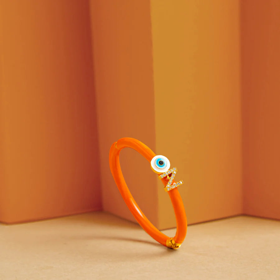Personalized Evil Eye Orange Candy Bracelet