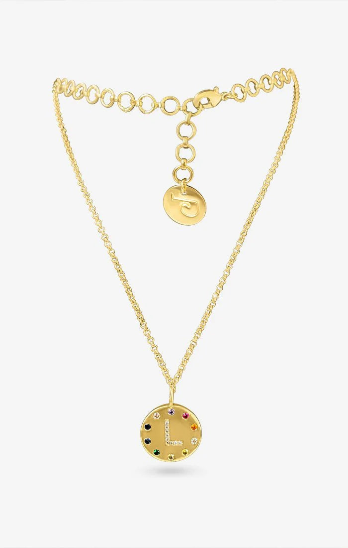 Arco Iniziale Gold Charm Necklace