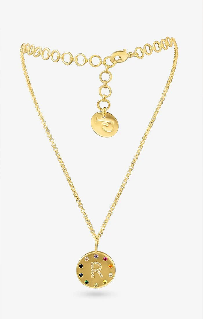 Arco Iniziale Gold Charm Necklace