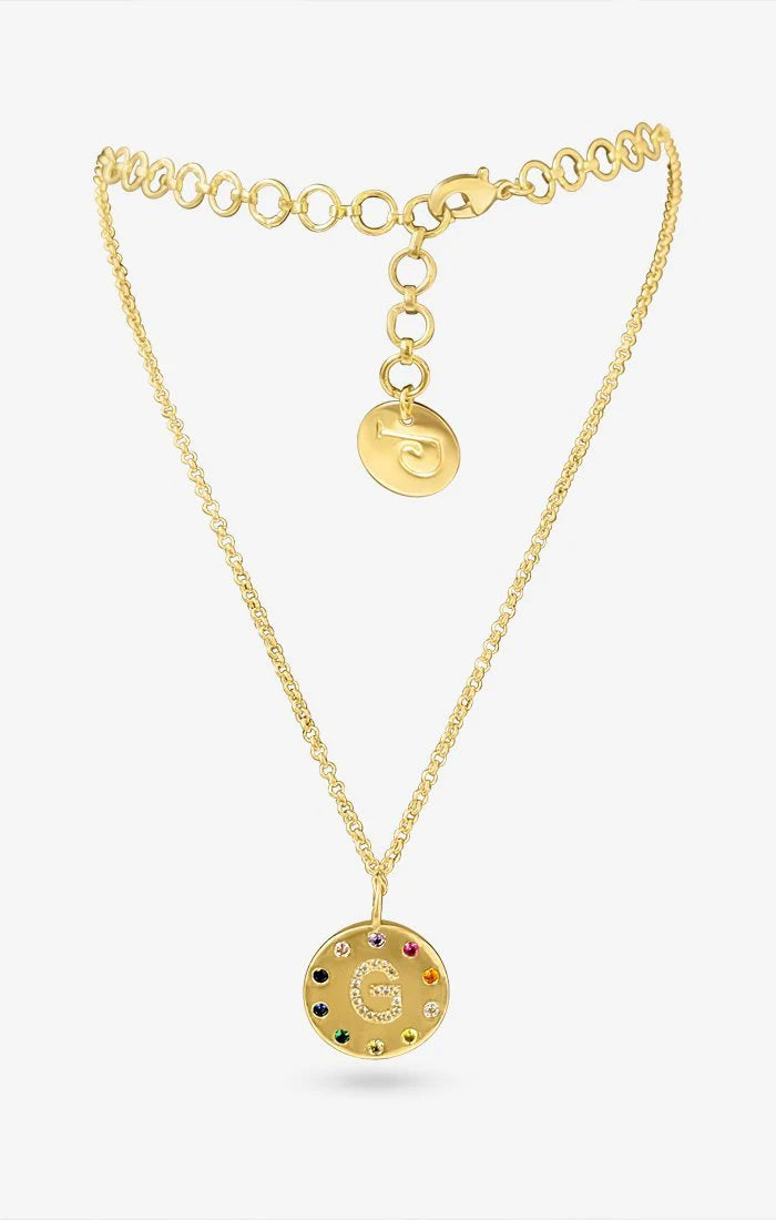 Arco Iniziale Gold Charm Necklace