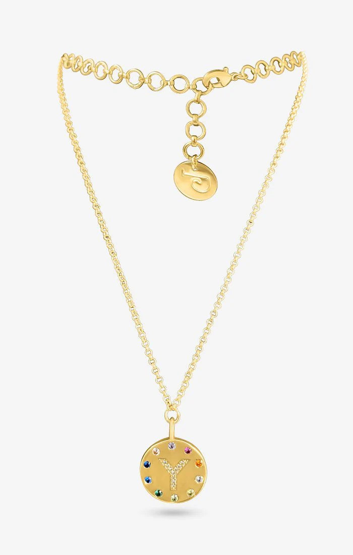 Arco Iniziale Gold Charm Necklace