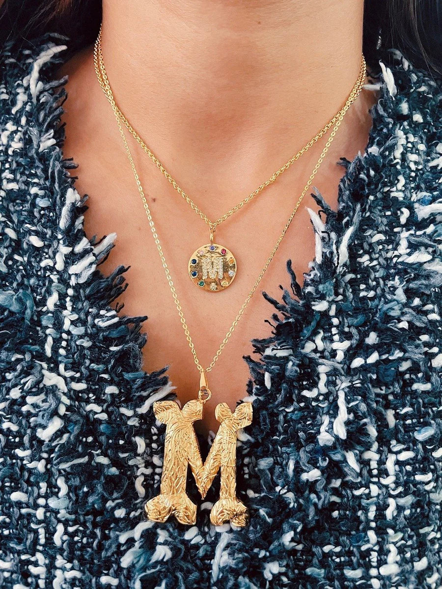 Arco Iniziale Gold Charm Necklace