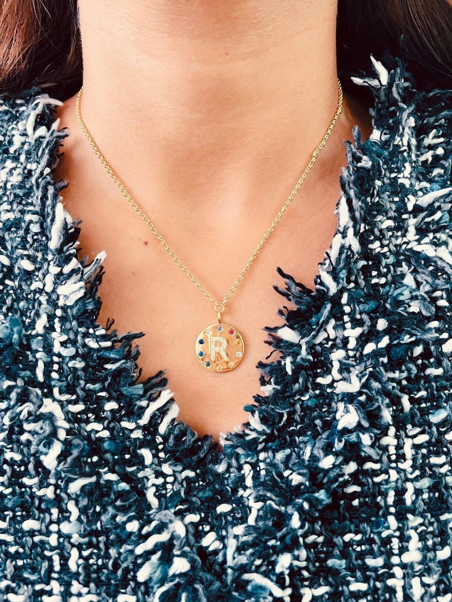 Arco Iniziale Gold Charm Necklace