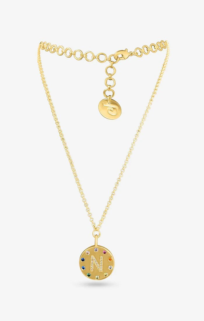Arco Iniziale Gold Charm Necklace