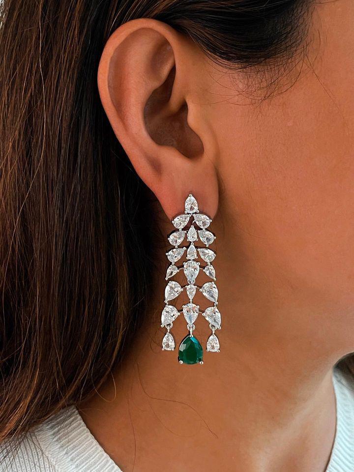 3 Layer Dimonte Emerald Tear Drop Necklace Set