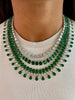 2 Layer Diamond 2 Layer Emerald Setting Necklace Set