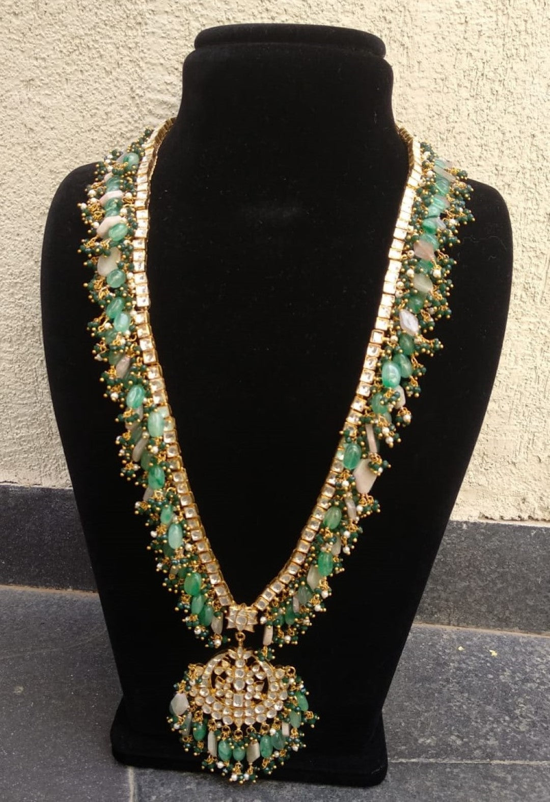 Sea Green Beaded Long Necklace