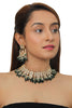 Floral Design Green Gold Plated Choker Set