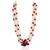 Ruby and pearl beads maala necklace