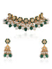 Gold finish green emerald beads choker set