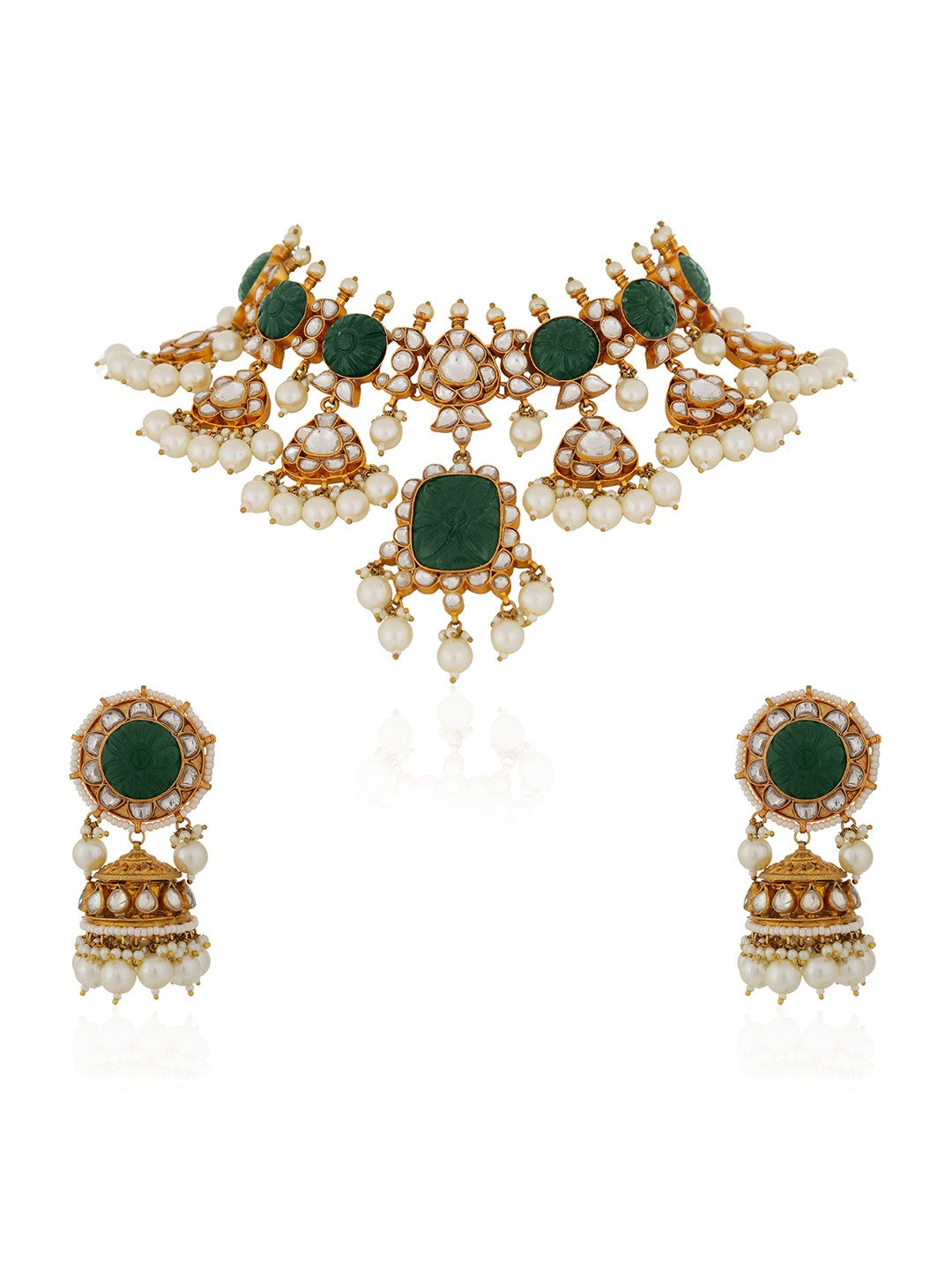 Indian handcrafted green necklace set