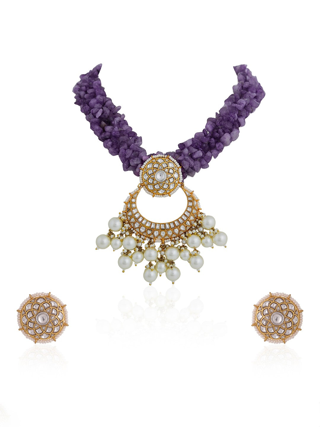 Designer handcrafted amethyst beads choker set