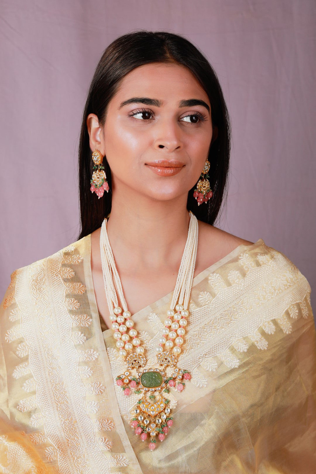 Stylishly Designed Hand Crafted Long Pearl Necklace With Multi Colour Beads