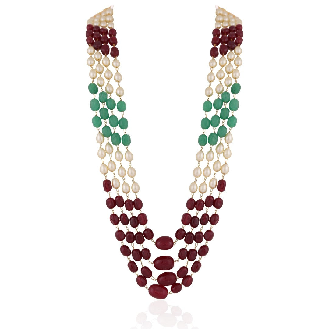 Multicolour Semiprecious Jade Stone Beads Necklace For Women