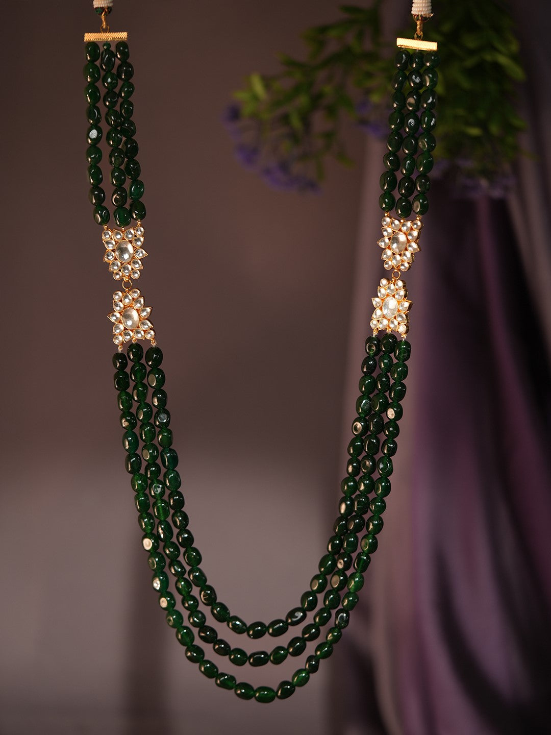 Emerald green beads maala