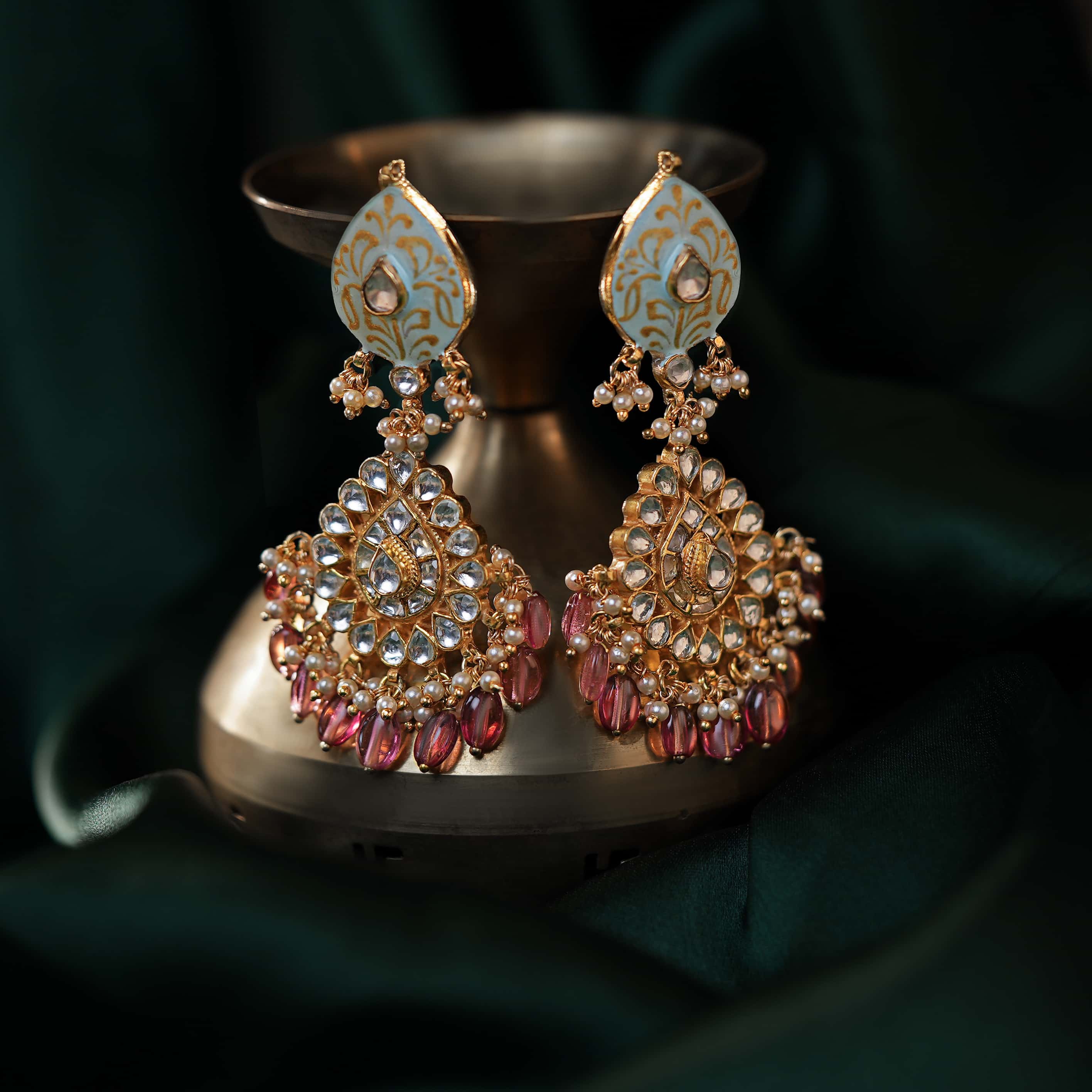Blue meenakari necklace set