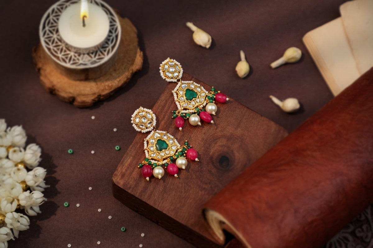 Karigari Necklace set with pearls and ruby beads