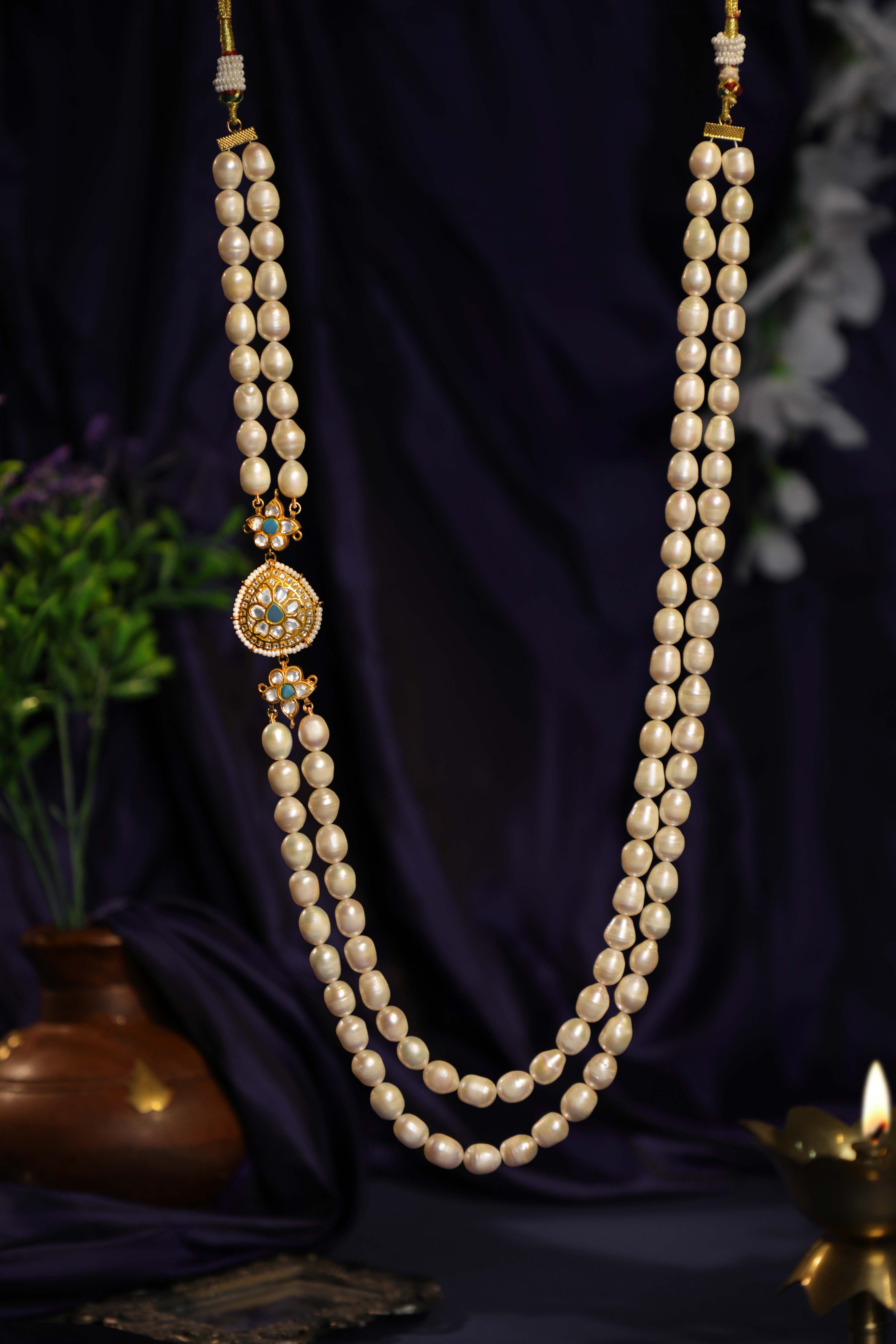 Elegant 2 line long maala neclace