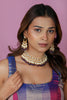 Blue stoned with pearl choker set