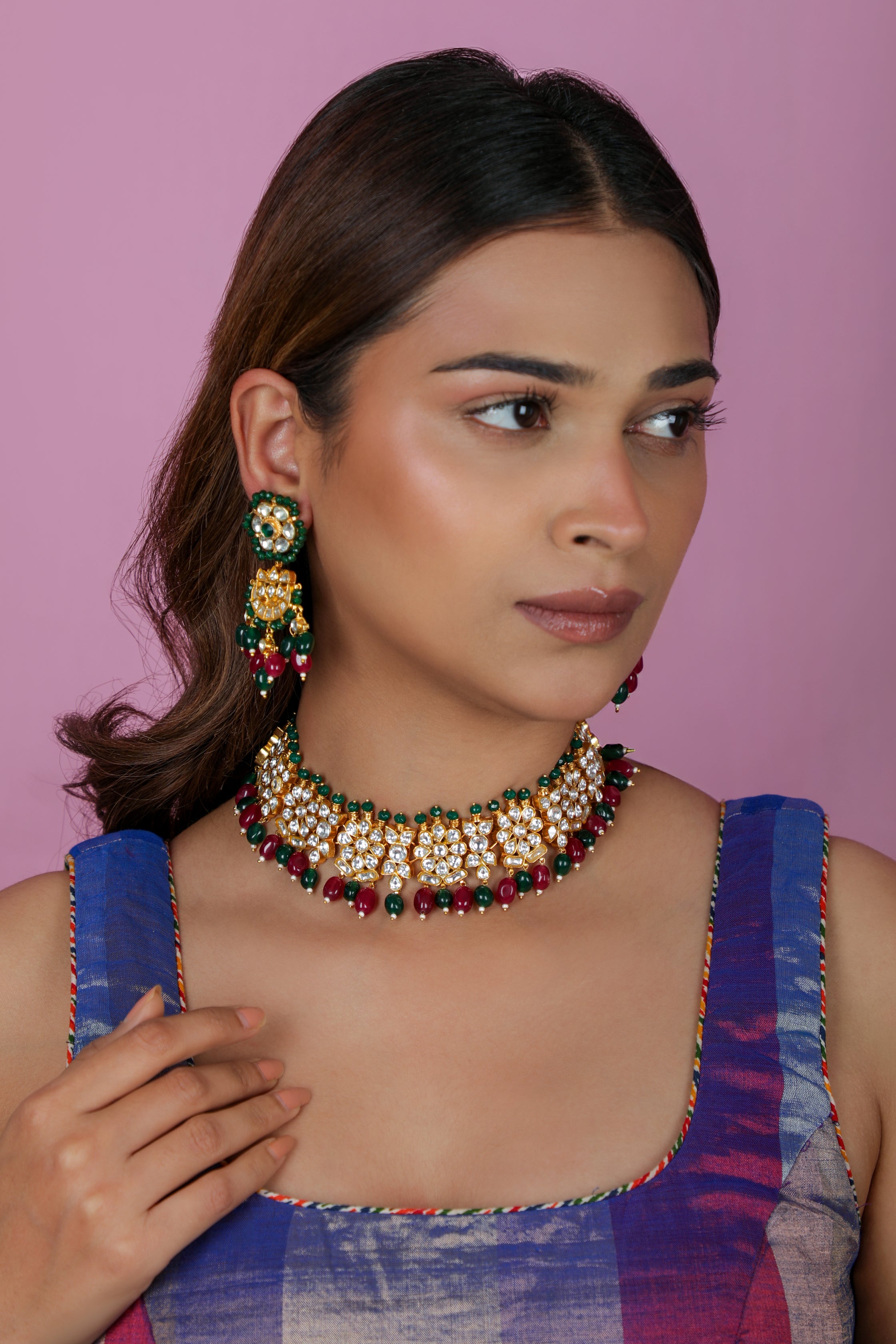 Minimalistic Traditional jadtar choker set